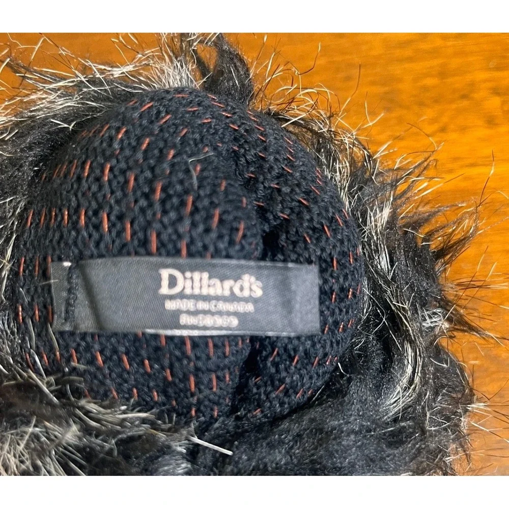 Dillard's Black Knit Gloves Faux Fur Cuff Women's One Size Winter Cold Weather